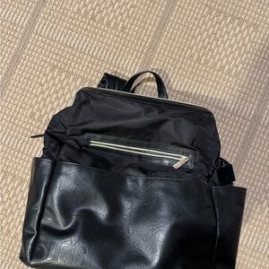 BEIS Black Leather and Nylon diaper bag/ Backpack